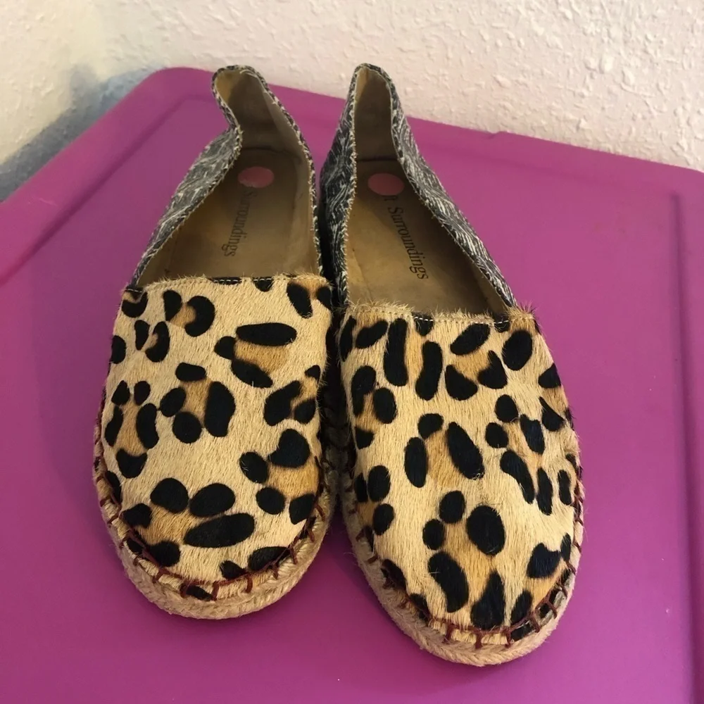 Soft Surroundings Leopard Calf Hair Espadrille Shoes 9